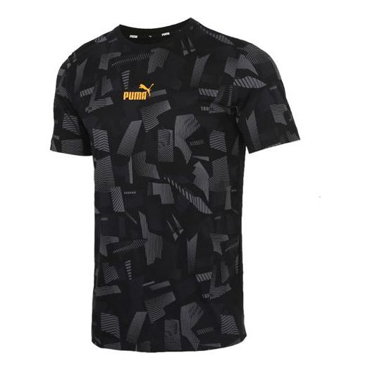 PUMA Contrasting Colors Logo Round Neck Short Sleeve Black 586045-01