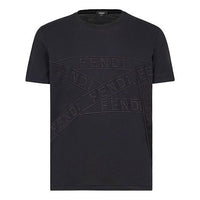 Men's FENDI SS21 Casual Alphabet Printing Round Neck Short Sleeve Black FAF532AD3QF0GME