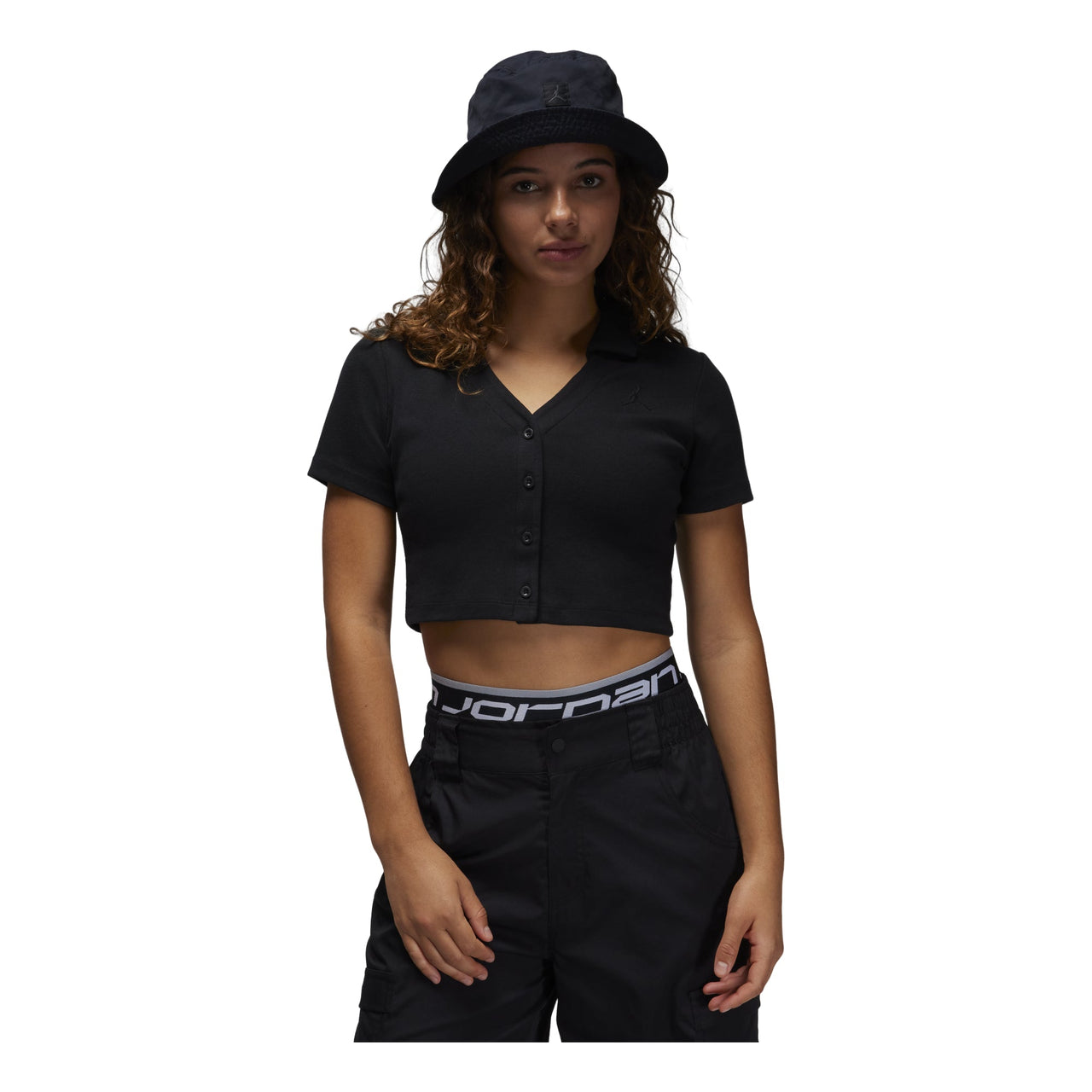 (WMNS) Air Jordan Short-Sleeve Knit Top 'Black' FN5397-010
