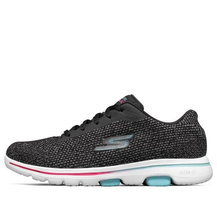 (WMNS) Skechers Go Walk 5 Sports Shoes Black/White/Green 15951-BKMT