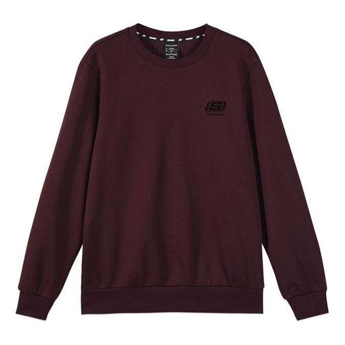 Skechers Solid Color Loose Crew Knitted Sweatshirt 'Burgundy Black' L422U115