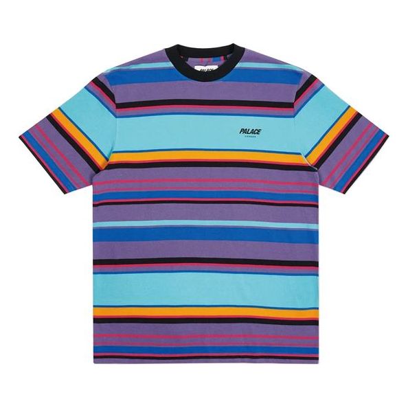 PALACE Logo Printing Stripe Colorblock Short Sleeve Unisex Blue P19ES026