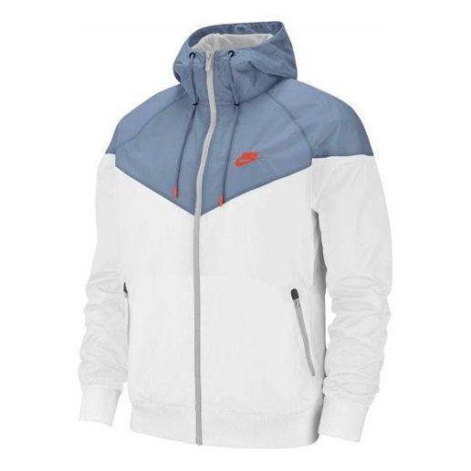 Nike Splicing Woven Hooded Jacket White Blue Splicing AR2192-105