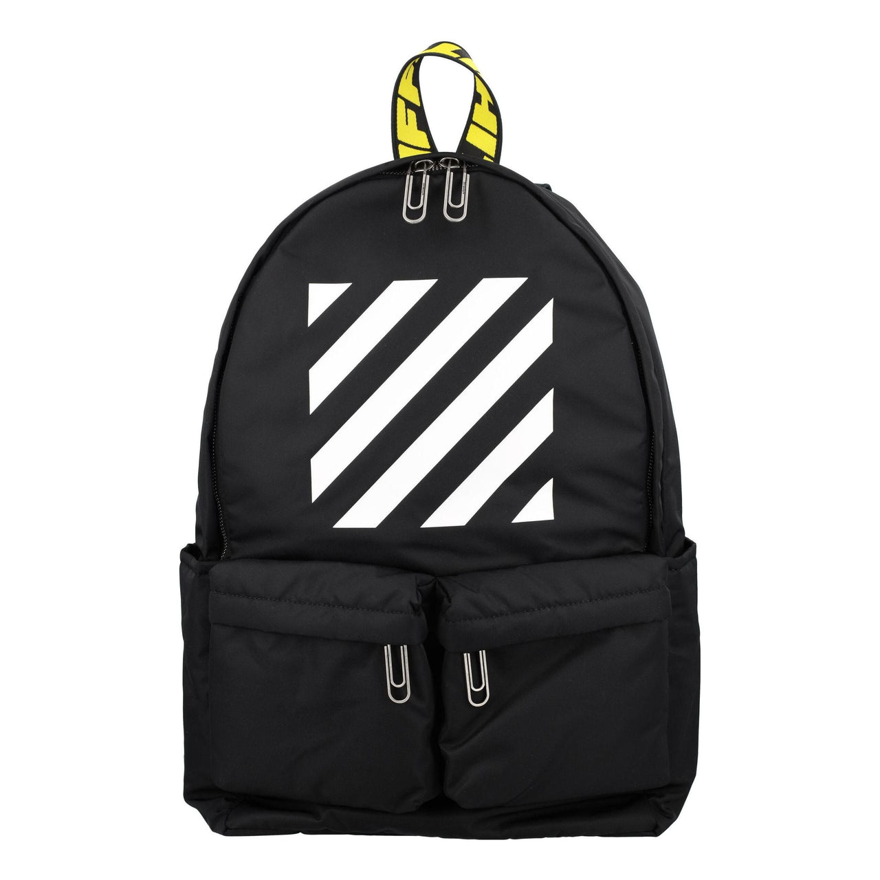 Men's Off-White Logo Zipper Schoolbag Backpack Black OMNB003F22FAB0051001