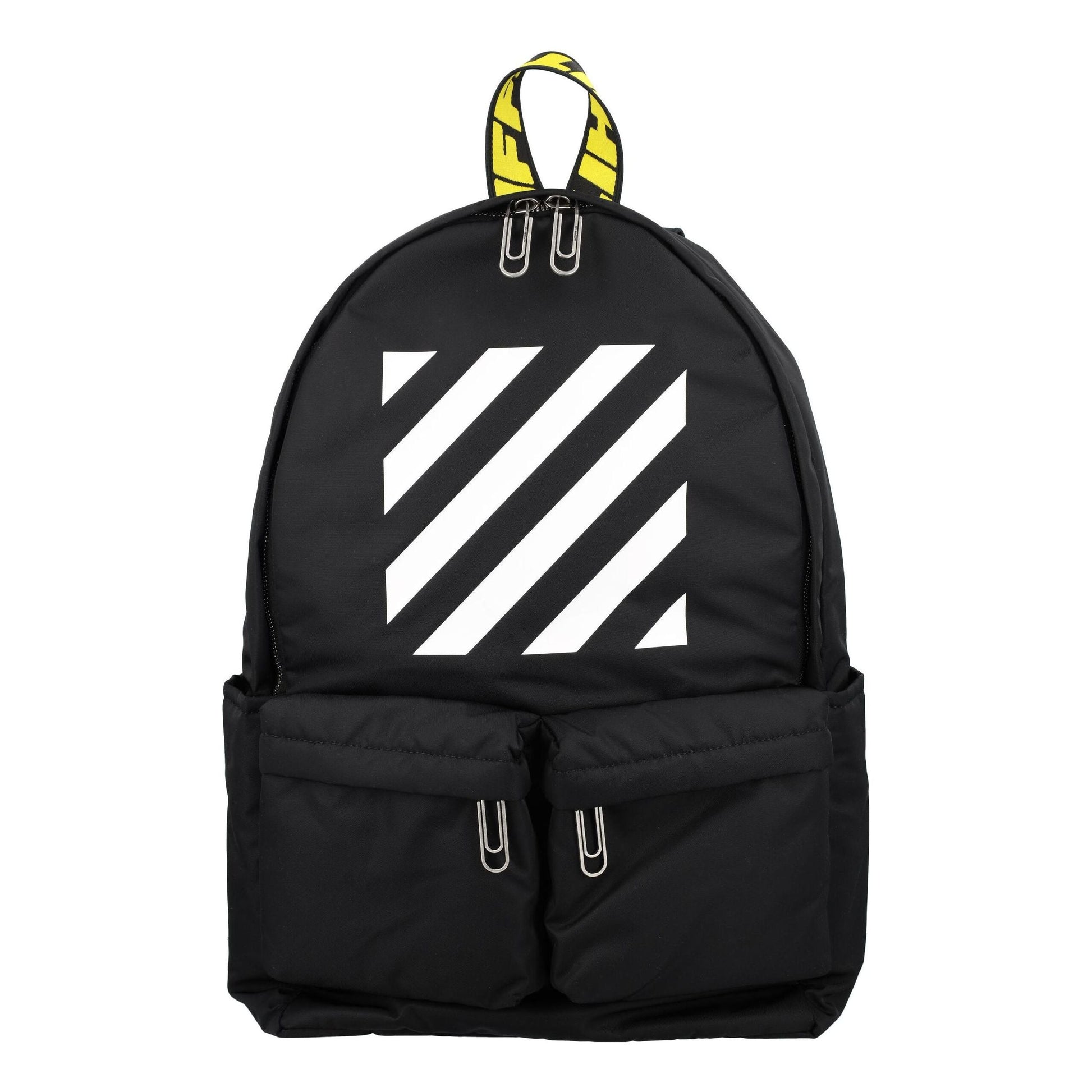 Men's Off-White Logo Zipper Schoolbag Backpack Black OMNB003F22FAB0051001