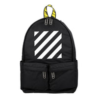 Men's Off-White Logo Zipper Schoolbag Backpack Black OMNB003F22FAB0051001