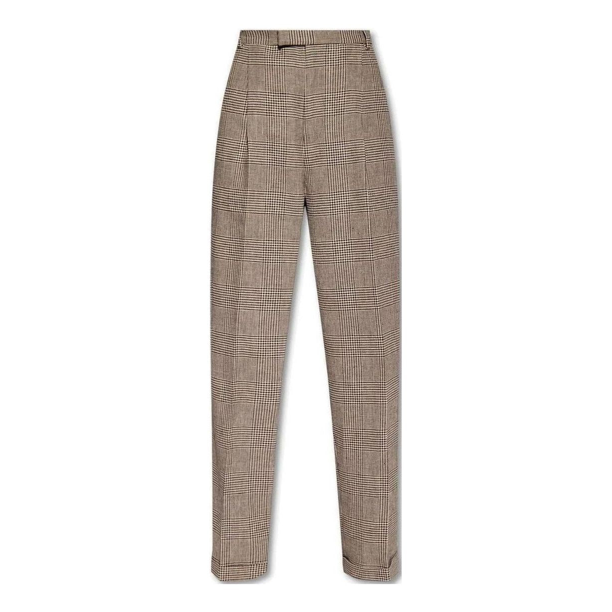 (WMNS) Gucci Checked Linen Cropped Trousers 'Brown' 703095-ZAA5R-2185