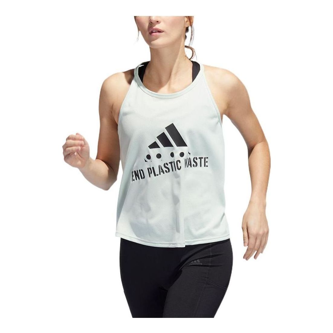 (WMNS) adidas Run Fast Running Graphic Tank Top Asia Sizing 'Green Black' HA4290
