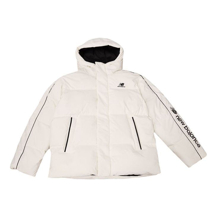 New Balance Casual Hooded Puffer Jacket Asia Sizing 'White Black' NPA4E111-IV
