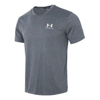 Under Armour Logo Embroidered Heavyweight Short Sleeve T-shirt 'Pitch Grey Medium Heather' 1373997-012