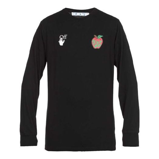 Off-White Cotton Classic Logo Apple Printing Round Neck Long Sleeves Black OMAB001S21JER0101025