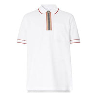 Men's Burberry Stripe Short Sleeve Polo Shirt White 80340751