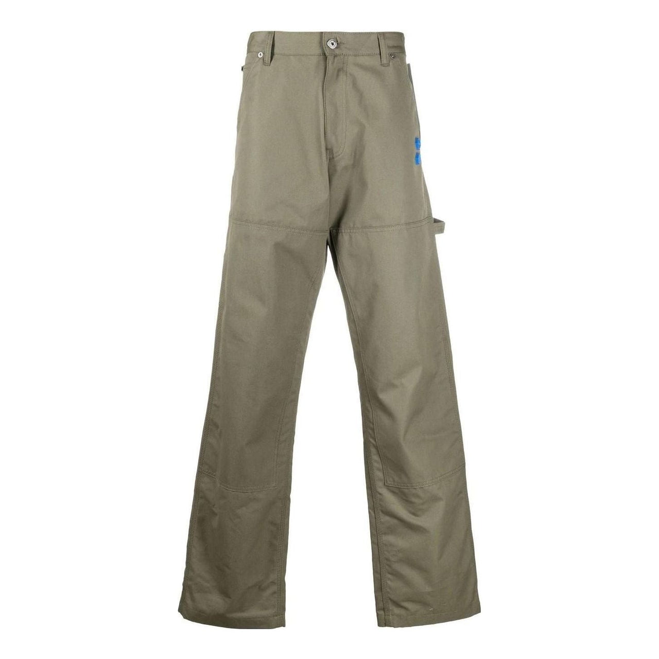 Men's Off-White Logo Printing Cargo Straight-Leg Casual Pants/Trousers Military Green OMCA209S22FAB0025601