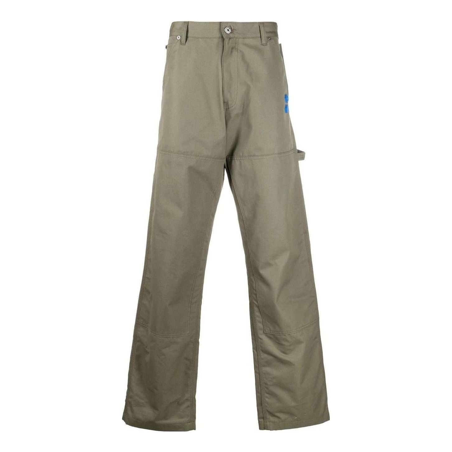Men's Off-White Logo Printing Cargo Straight-Leg Casual Pants/Trousers Military Green OMCA209S22FAB0025601