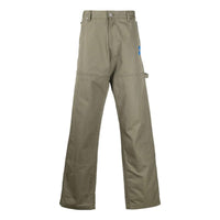 Men's Off-White Logo Printing Cargo Straight-Leg Casual Pants/Trousers Military Green OMCA209S22FAB0025601