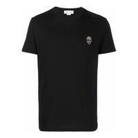 Men's Alexander McQueen SS21 Skeleton Micro Mark Round Neck Short Sleeve Black 662486-QRX04-1000