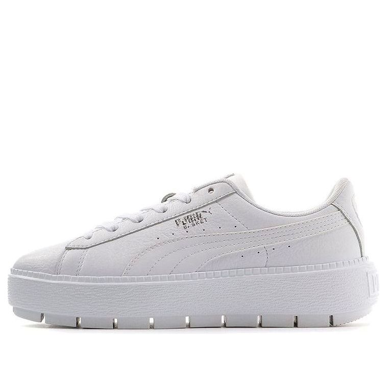 (WMNS) PUMA Basket Platform Trace Light Thick Sole Shoes White 373696-01