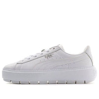 (WMNS) PUMA Basket Platform Trace Light Thick Sole Shoes White 373696-01