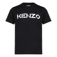 Men's KENZO Logo Pattern Round Neck Short Sleeve Black T-Shirt FA65TS0004SJ-99