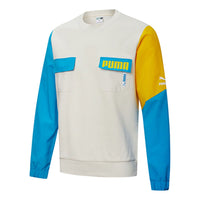 PUMA Patched Crew Neck Sweater 'White Blue Yellow' 532181-05
