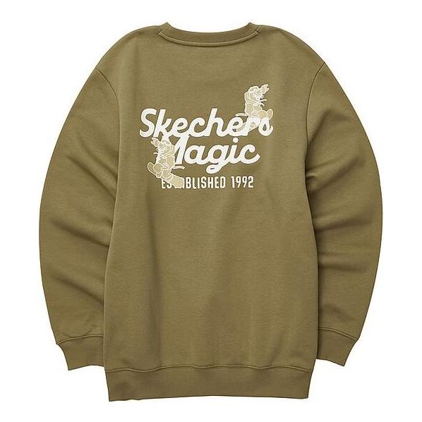 Skechers Letter Printed Crew Sweater 'Olive Green White' L423U073-01N2