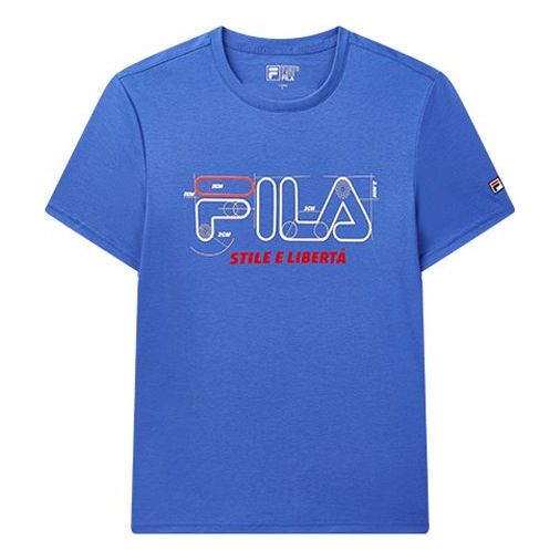 FILA Geometry Numeric Subject Printing Short Sleeve Blue F11M038110F-RB