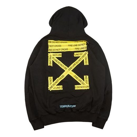 Off-White Firetape Hoodie 'Black Yellow' OMBB029S180030241060-BK