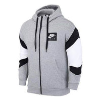 Nike Air Hood Fz Flc Logo Printing Contrasting Colors Sports hooded Fleece Lined Jacket Gray CD9223-063