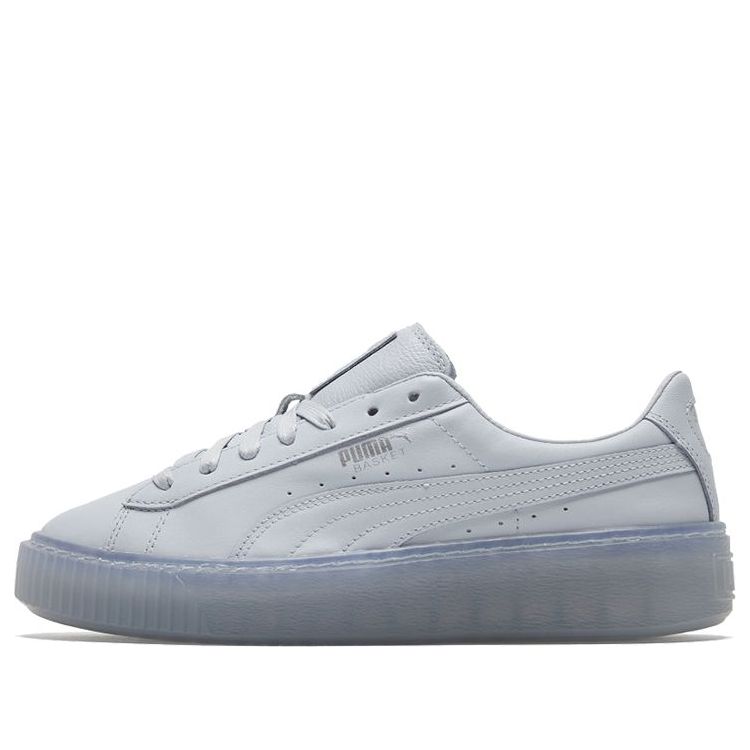 (WMNS) PUMA Basket Platform Core Light Blue/Silvery Low Board Shoes 364040-10