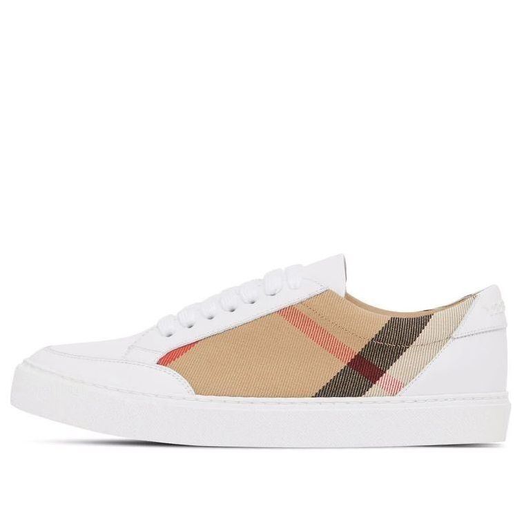 (WMNS) Burberry 25 Check and Leather Sneakers 'Optic White' 80567121