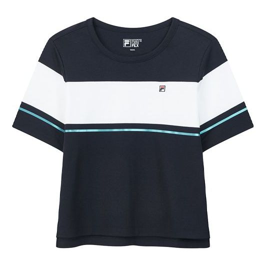 (WMNS) FILA Contrasting Colors Loose Short Sleeve Blue F61W028105F-NV