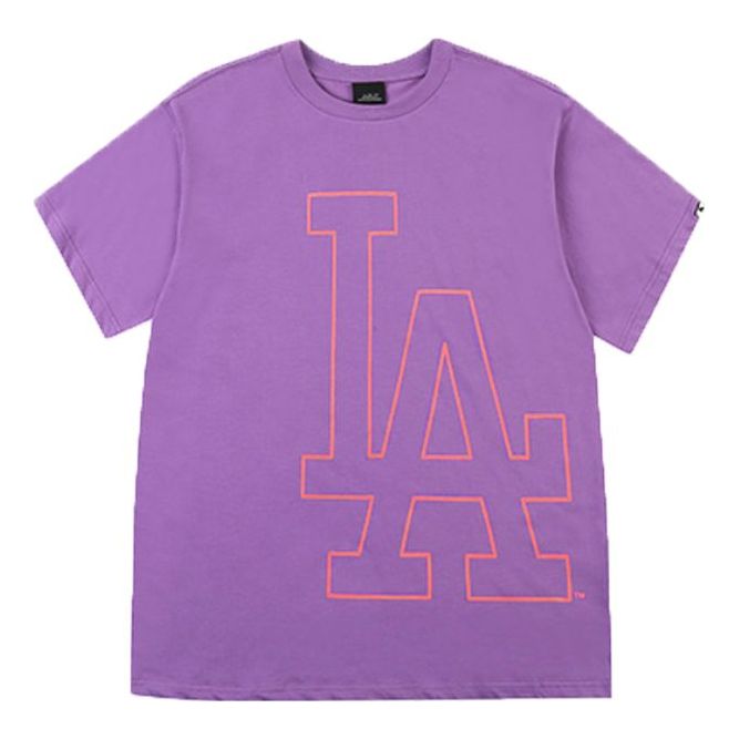MLB Los Angeles Dodgers Large Logo Printing Short Sleeve Unisex Purple 31TSU1031-07V