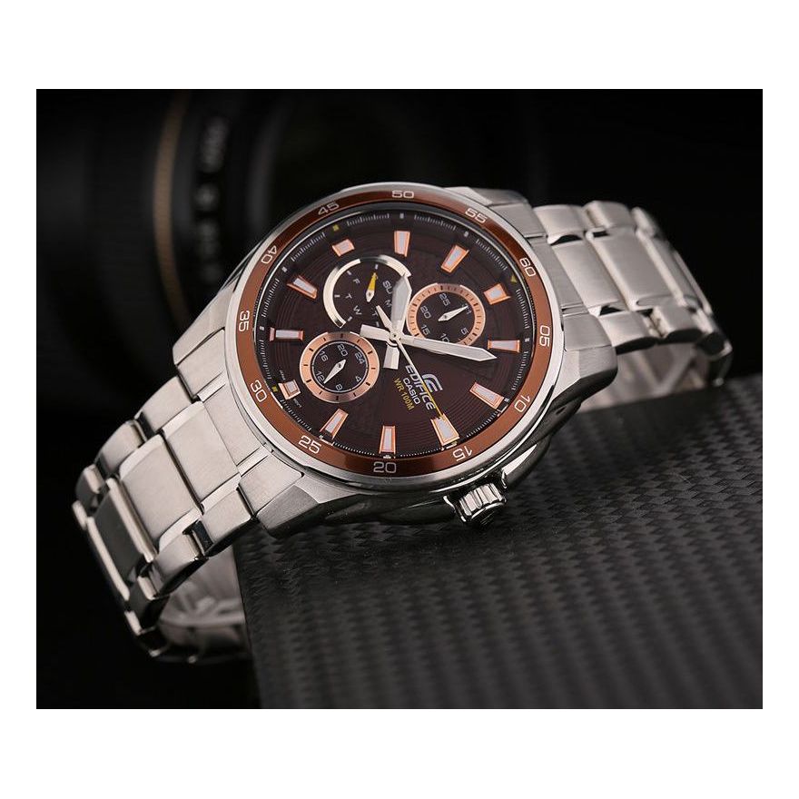 CASIO EDIFICE Quartz Men'ses Brown/Red BrownRed Dial Mens BrownRed Analog EF-334D-5A