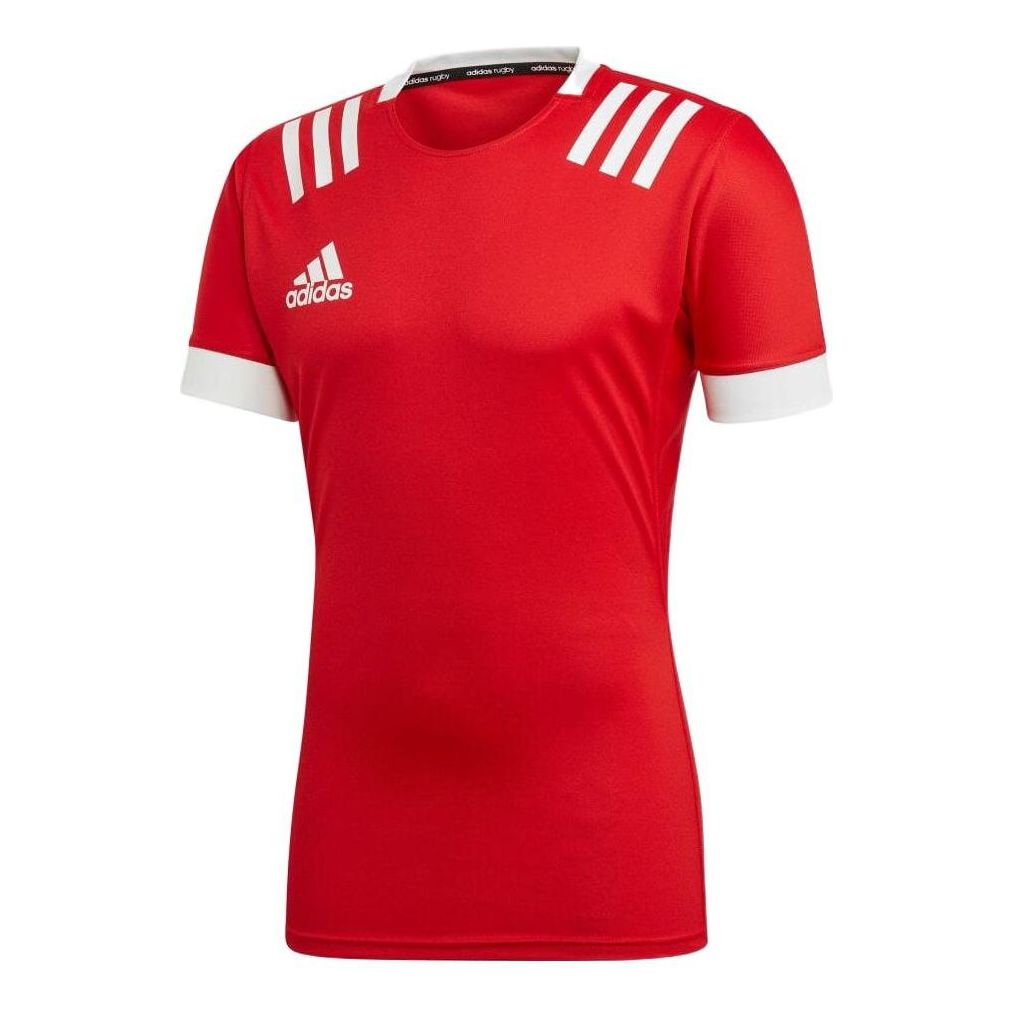 Men's adidas Stripe Logo Casual Round Neck Short Sleeve Red T-Shirt DY8506