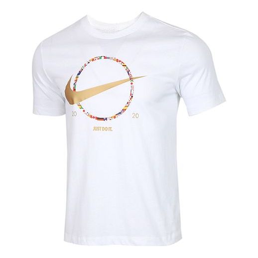 Nike Sportswear National Flag Logo Printing Short Sleeve White CT6872-100