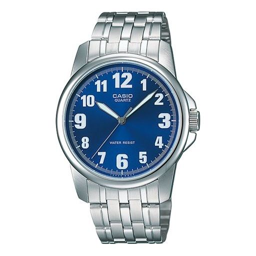 CASIO Waterproof Stainless Steel Strap Mens SilverBlue Analog MTP-1216A-2B