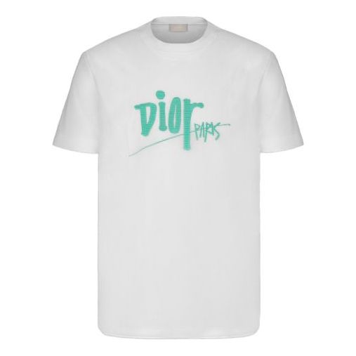 DIOR And Shawn Logo Printing Round Neck Short Sleeve Unisex White 033J645A0629-C086