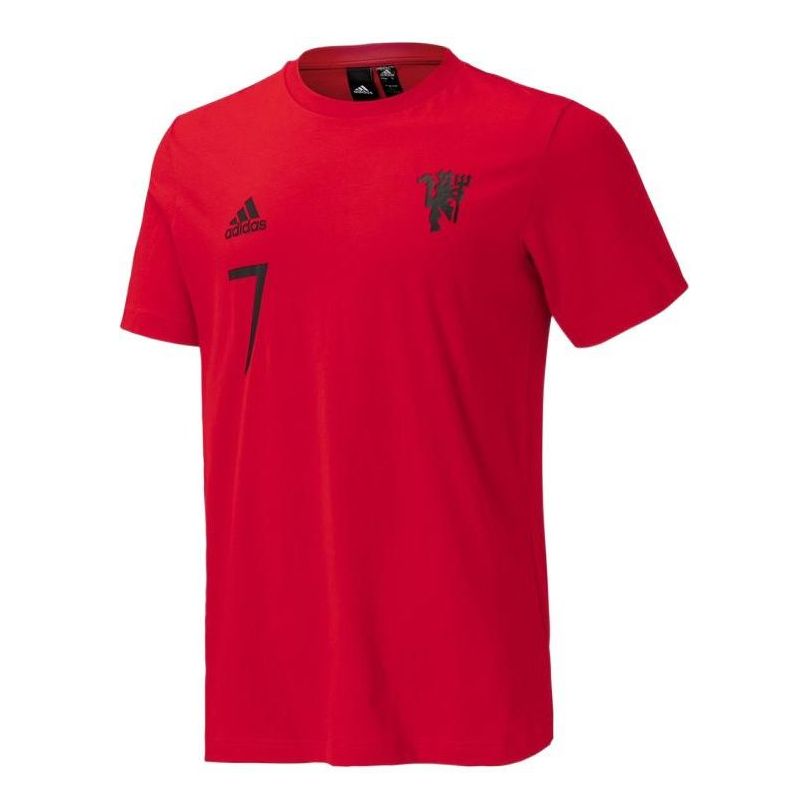 adidas Logo Numeric Printing Solid Color Round Neck Short Sleeve Red IB8537