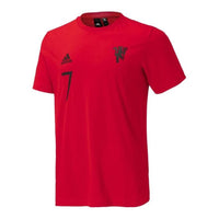 adidas Logo Numeric Printing Solid Color Round Neck Short Sleeve Red IB8537