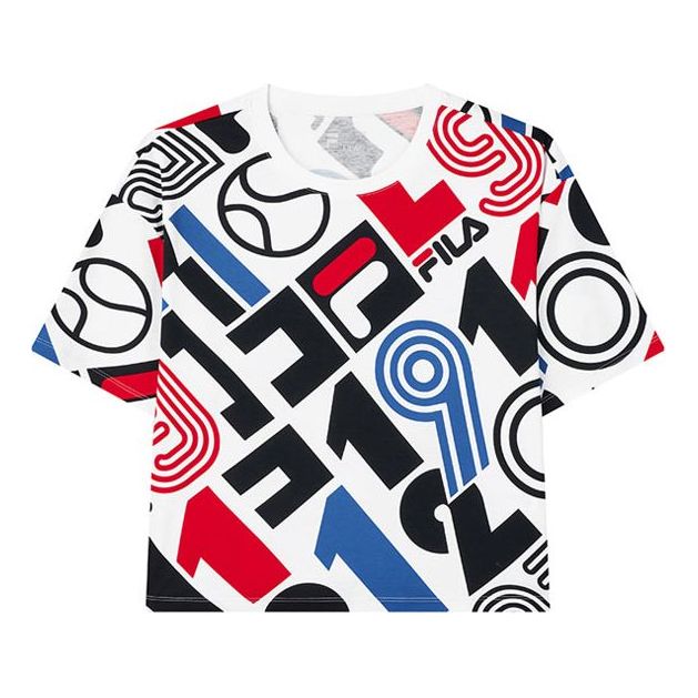 (WMNS) FILA Athleisure Casual Sports Round Neck Printing Short Sleeve White F11W138108F-ZA