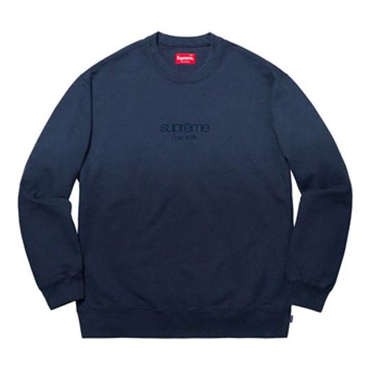 Supreme SS19 Dipped Crewneck Navyi Gradient Navy Blue Round Neck Long Sleeves Unisex SUP-SS19-492