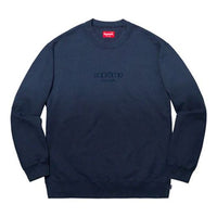 Supreme SS19 Dipped Crewneck Navyi Gradient Navy Blue Round Neck Long Sleeves Unisex SUP-SS19-492