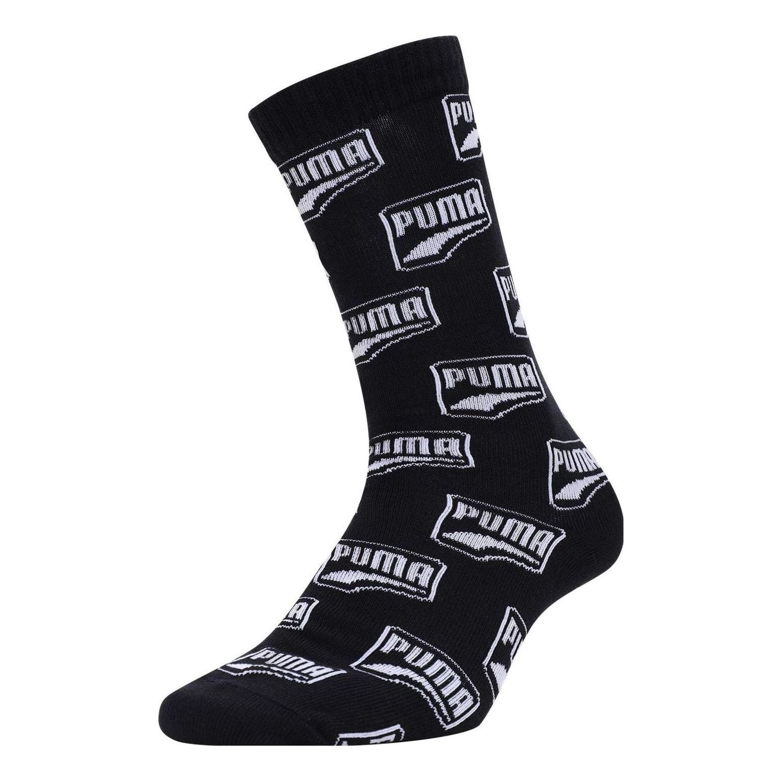 PUMA Logo Printed Sport Socks 'Black White' 935819-01
