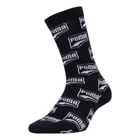 PUMA Logo Printed Sport Socks 'Black White' 935819-01