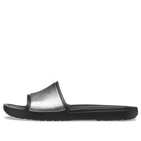 (WMNS) Crocs Sloane Shine Low Slide Flat Casual Black Silver Slippers 'Black Silver' 206921-001