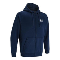 Men's Under Armour Rival Fleece hooded Training Sports Jacket Navy Blue 1359028-408