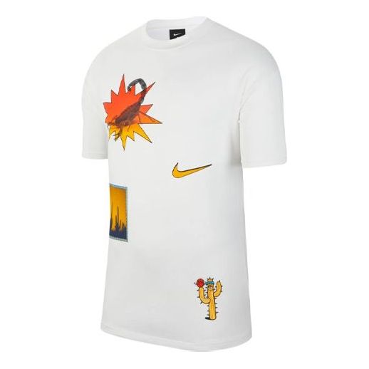Nike Basketball Sports Funny Printing Sports Round Neck Short Sleeve Couple Style White CD1308-100