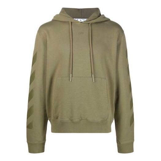 Men's Off-White FW21 Casual Hooded Printing Loose Fit Green OMBB034F21FLE0045555