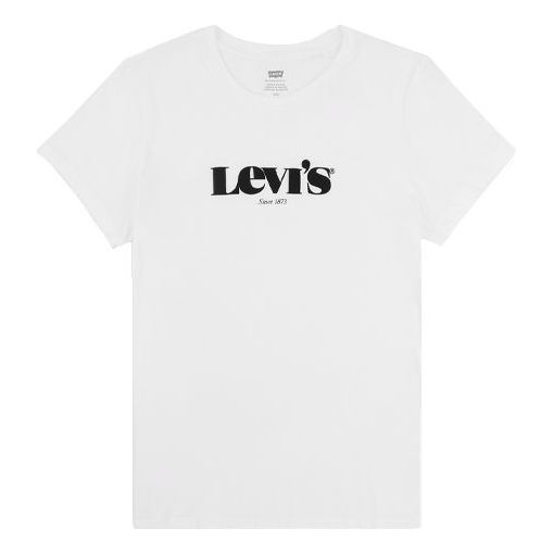 Levis Alphabet Printing Logo Round Neck Short Sleeve White T-Shirt 17369-1249
