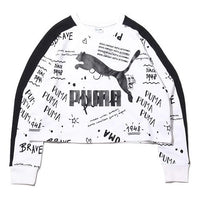 (WMNS) PUMA Classics Aop Logo Sweatshirt Black 595906-52